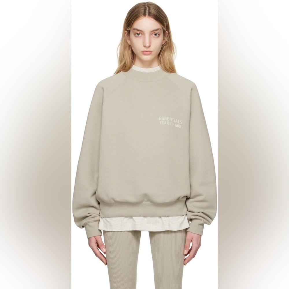 Fear of God FOG Essentials Sage Green Raglan Oversized Crewneck Sweatshirt - Picture 2 of 11